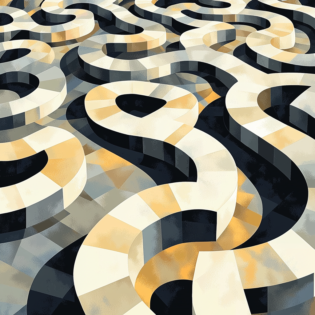 M.C. Escher Inspired Abstract Labyrinths Numbered Painting Kits