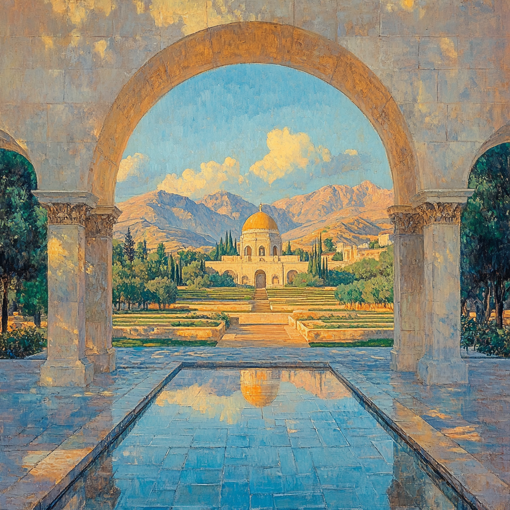 Raphael Inspired Classical Archway At Dawn DIY paint by numbers