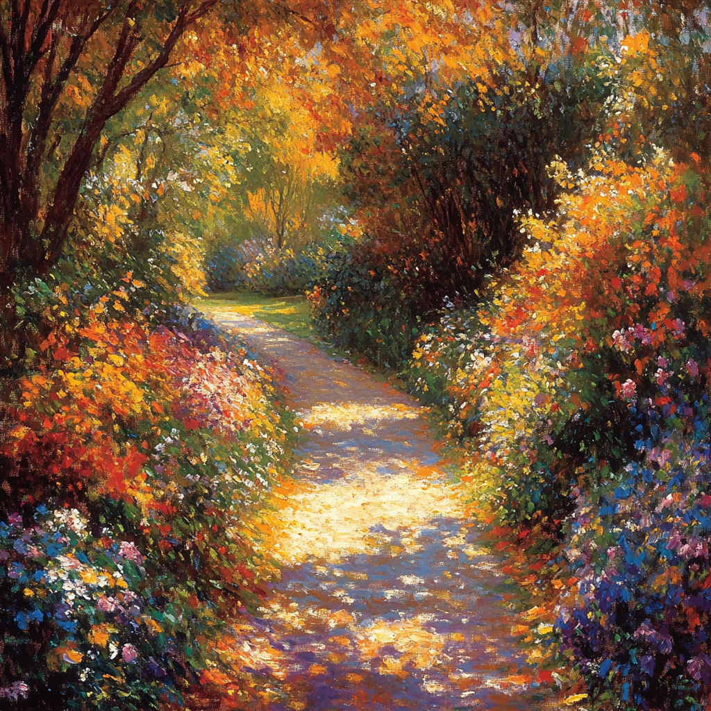 Claude Monet Inspired Autumn Garden Path Number painting