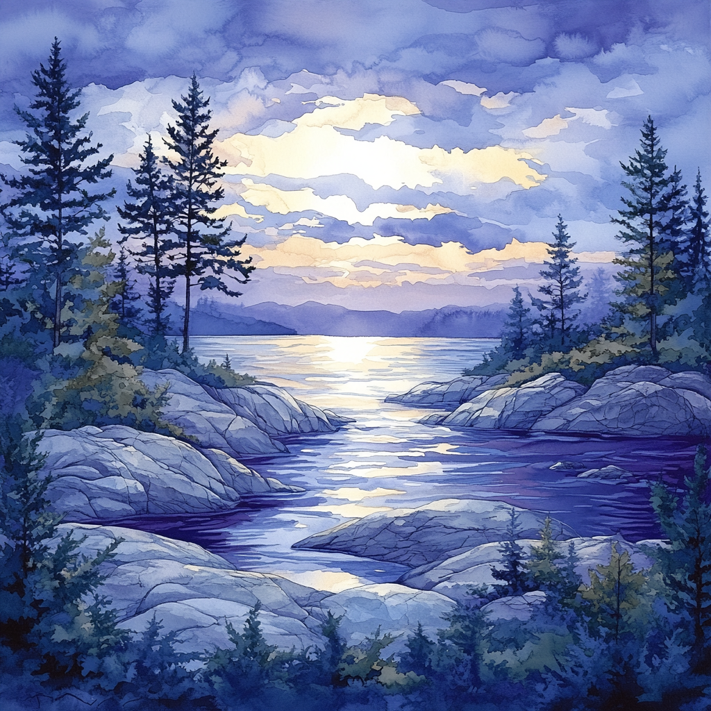 Franklin Carmichael Inspired Twilight Lakeshore Harmony Paint by numbers kits