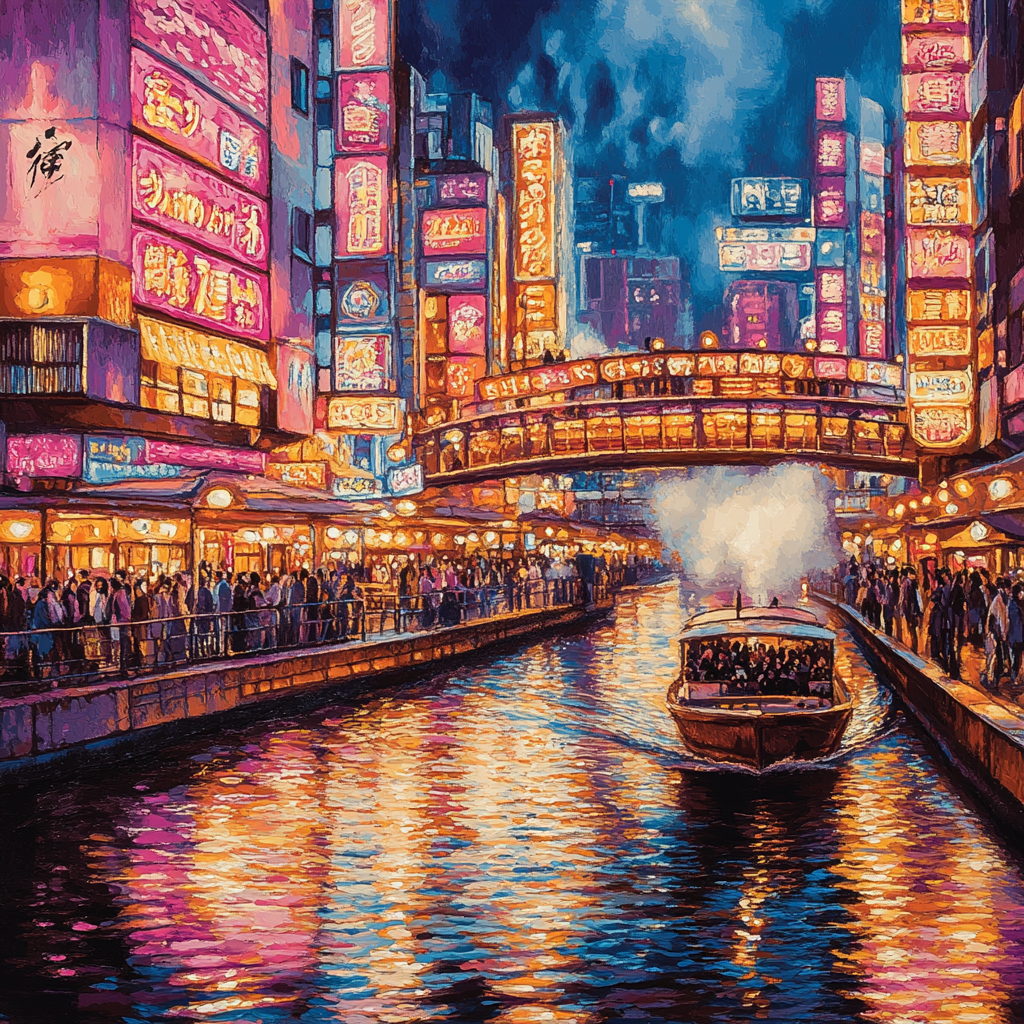 Dotonbori Canal Nightscape Osaka Japan paint by number