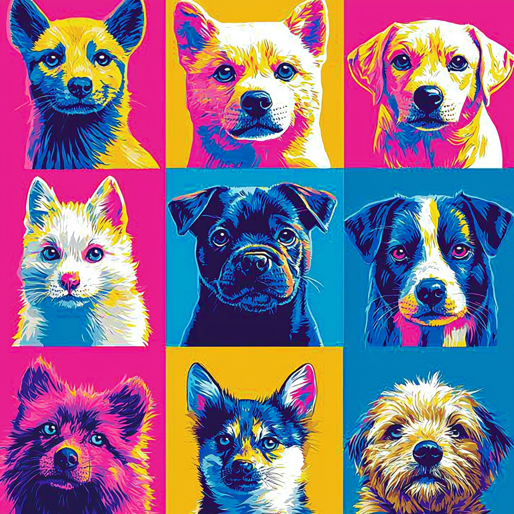 Andy Warhol Inspired Colorful Animal Portraits Paint By Numbers Kits