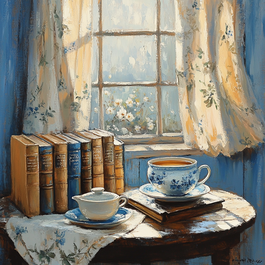 Vermeer Inspired Tea And Books DIY paint by numbers