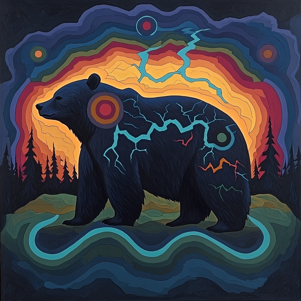 Norval Morrisseau Inspired Bear Of Thunder Veins Paint by numbers kits