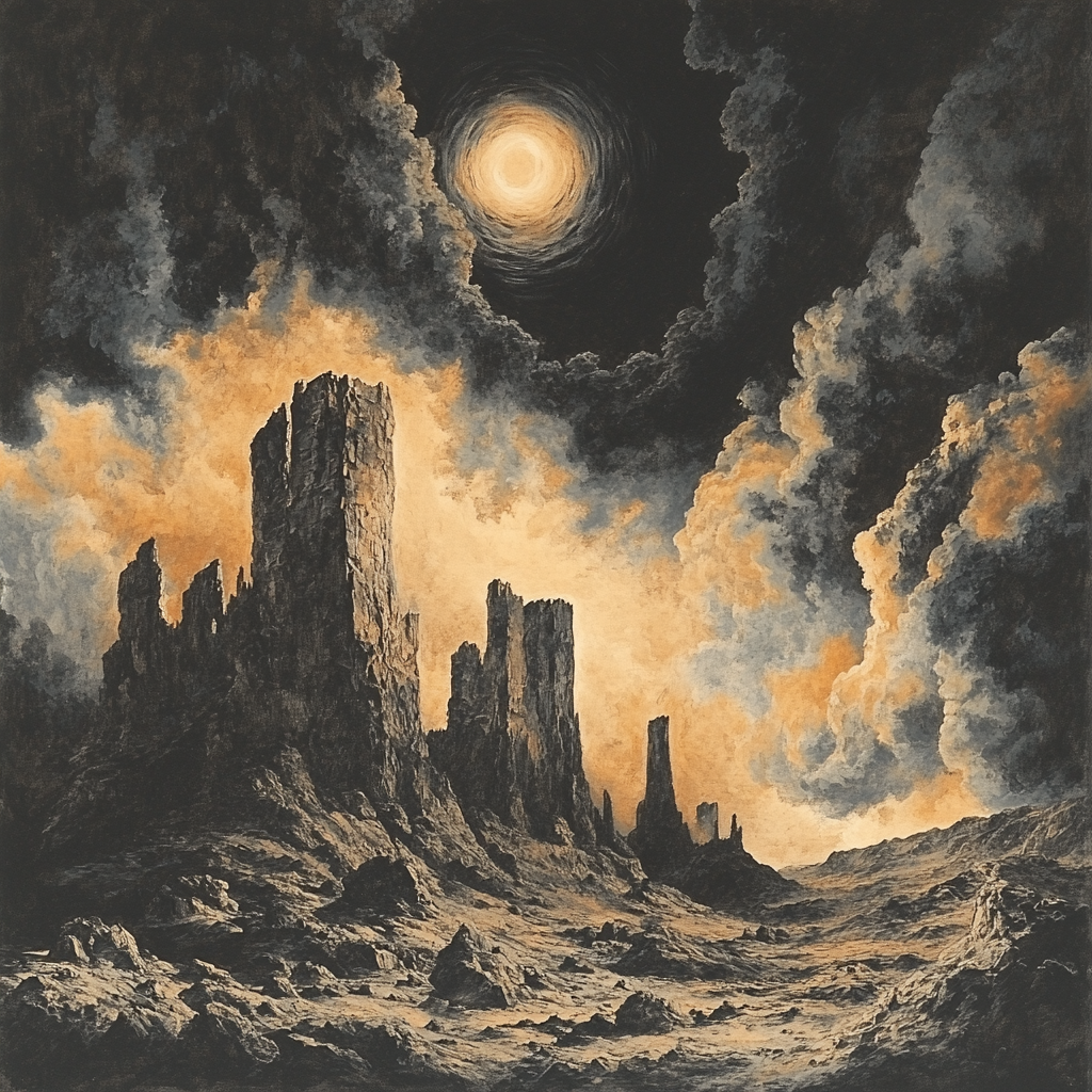 Francisco Goya Inspired Craggy Outcrop Under Brooding Sky DIY paint by numbers