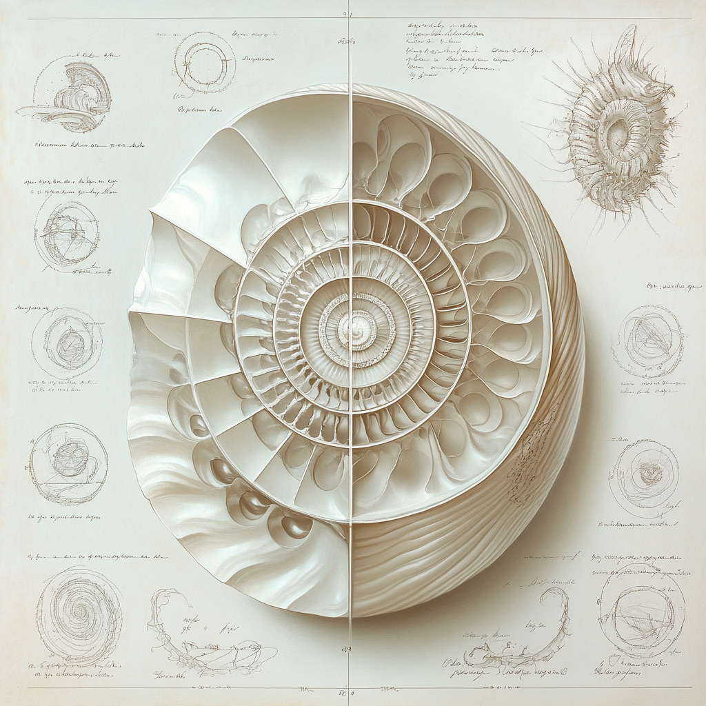Leonardo Da Vinci Inspired Intricate Nautilus Spiral paint by number
