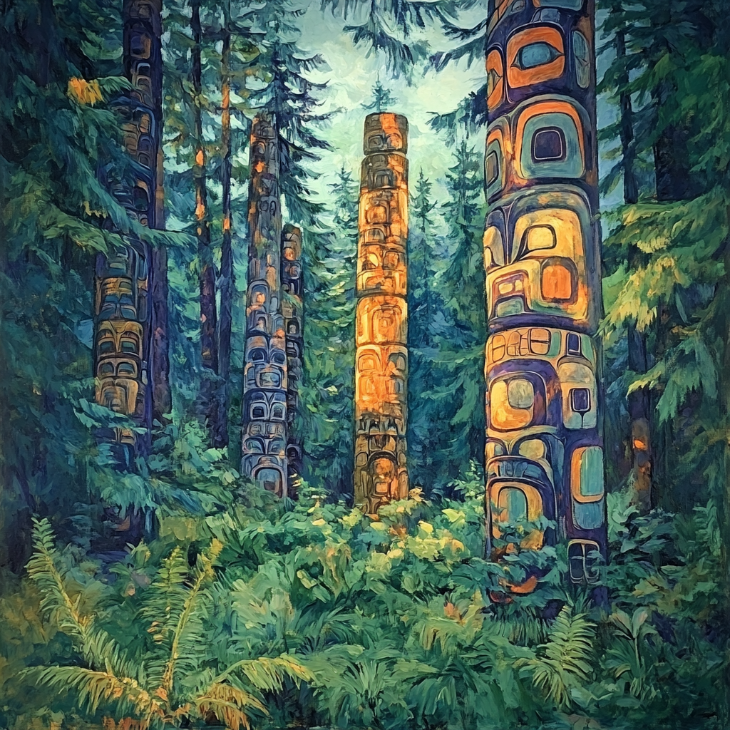 Emily Carr Inspired Ancient Totem Forest Numbered painting kits