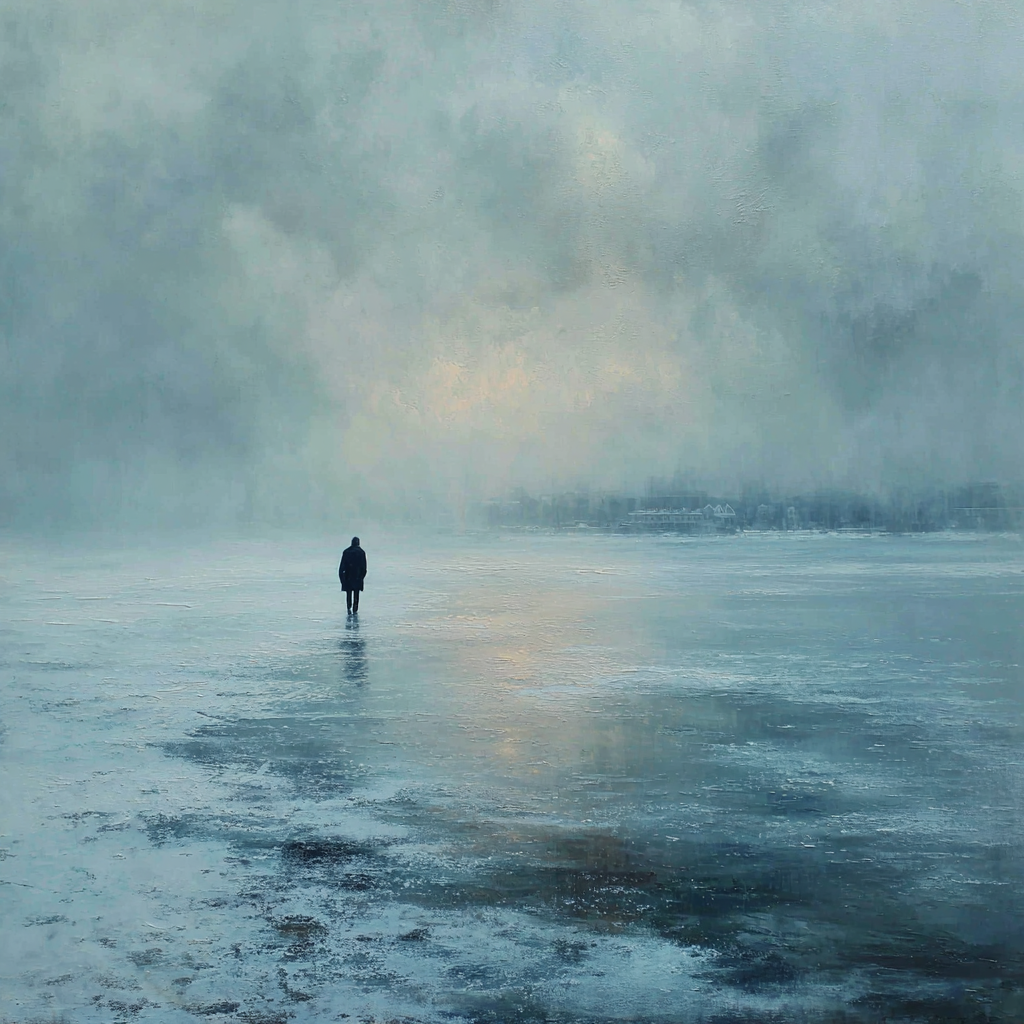 Caspar David Friedrich Inspired Frozen Lake Number painting