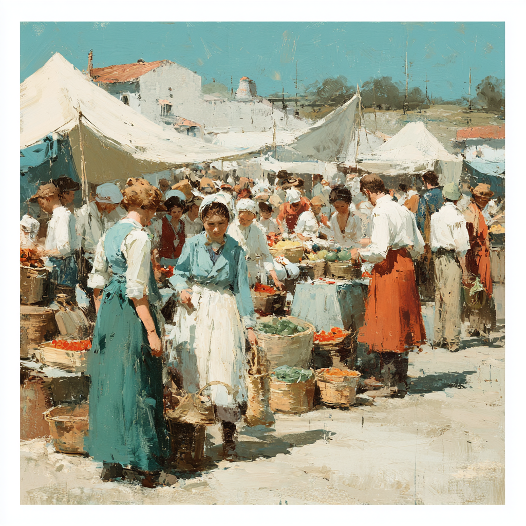 Camille Pissarro Inspired Village Market painting number kit