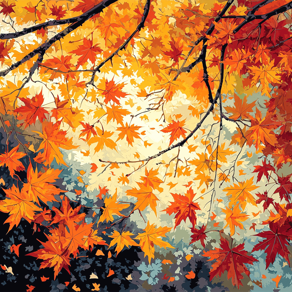 Hiroshige Inspired Whispers Of Autumn Leaves Paint By Color