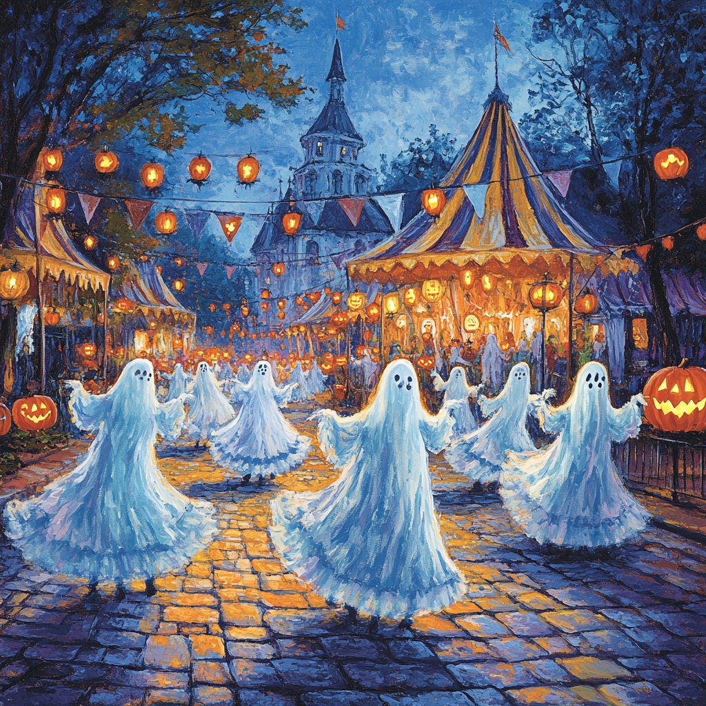 Ghostly Carnival Halloween Parade painting number kit