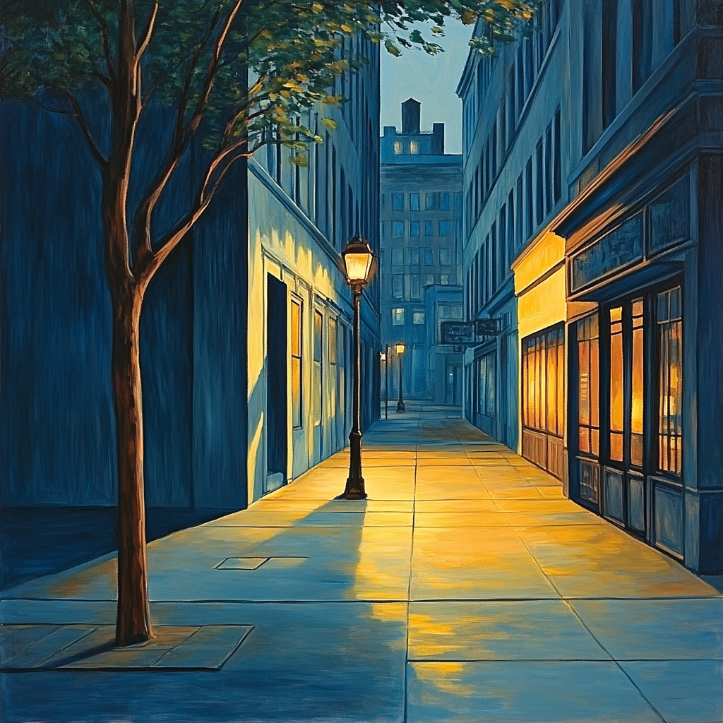 Edward Hopper Inspired Quiet City Streets paint by numbers