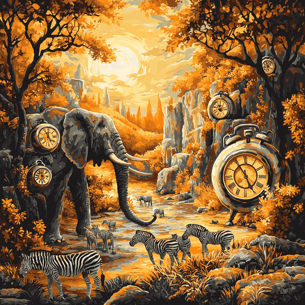 Salvador Dali Inspired Surreal Safari Dreams Number Painting