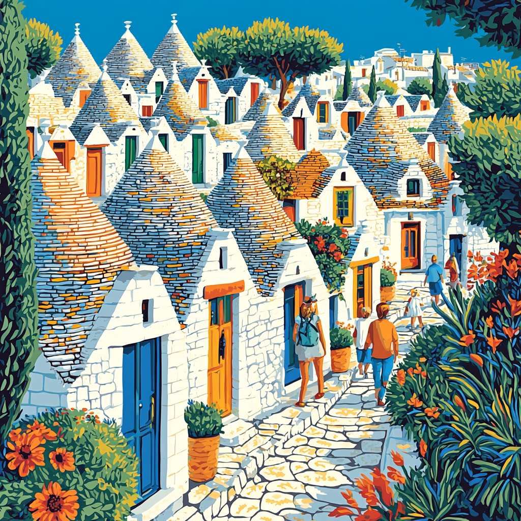 Urban Mosaic Of Alberobello Trulli Houses Painting by numbers kit
