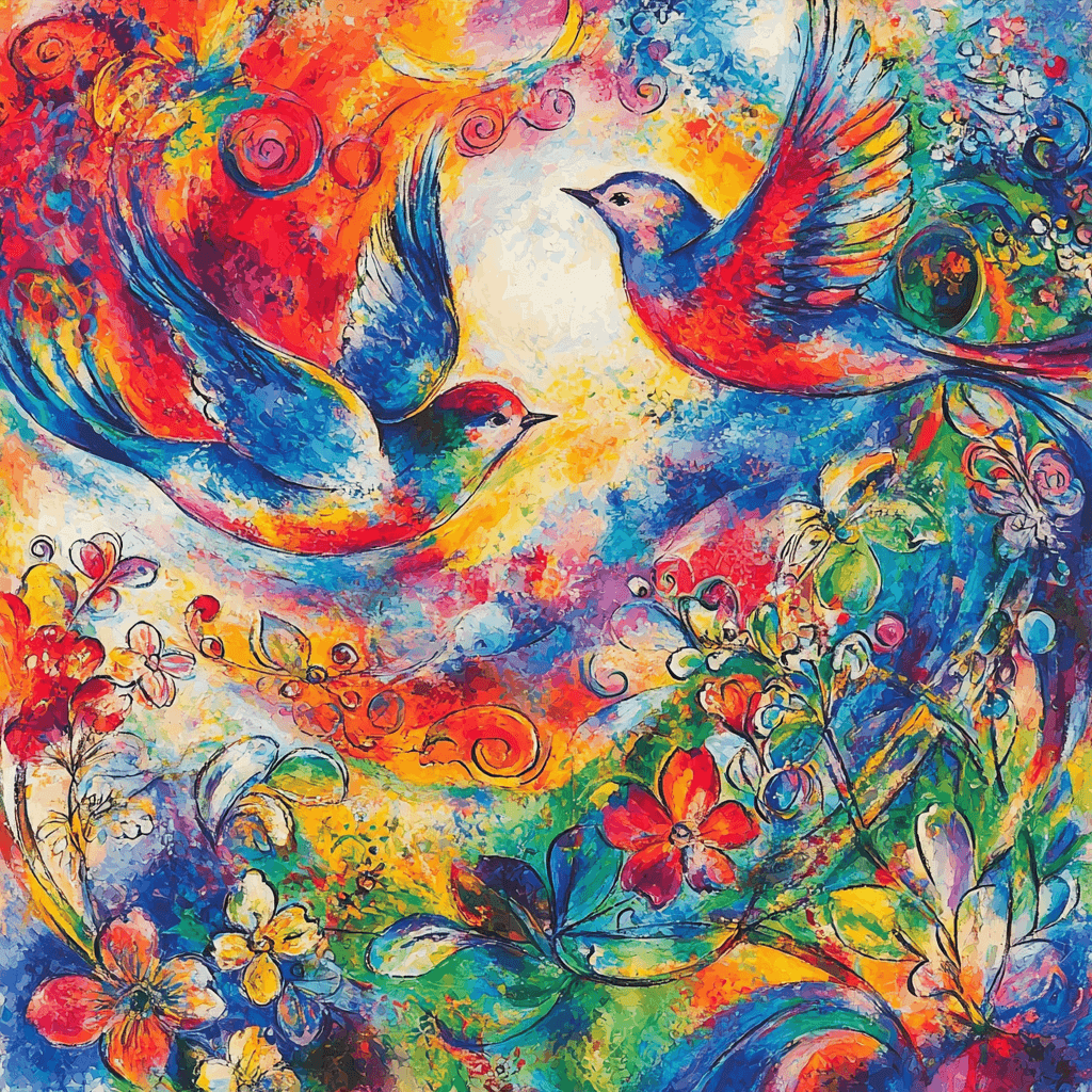 Chagall Inspired Whimsical Birds Paint By Numbers Kits