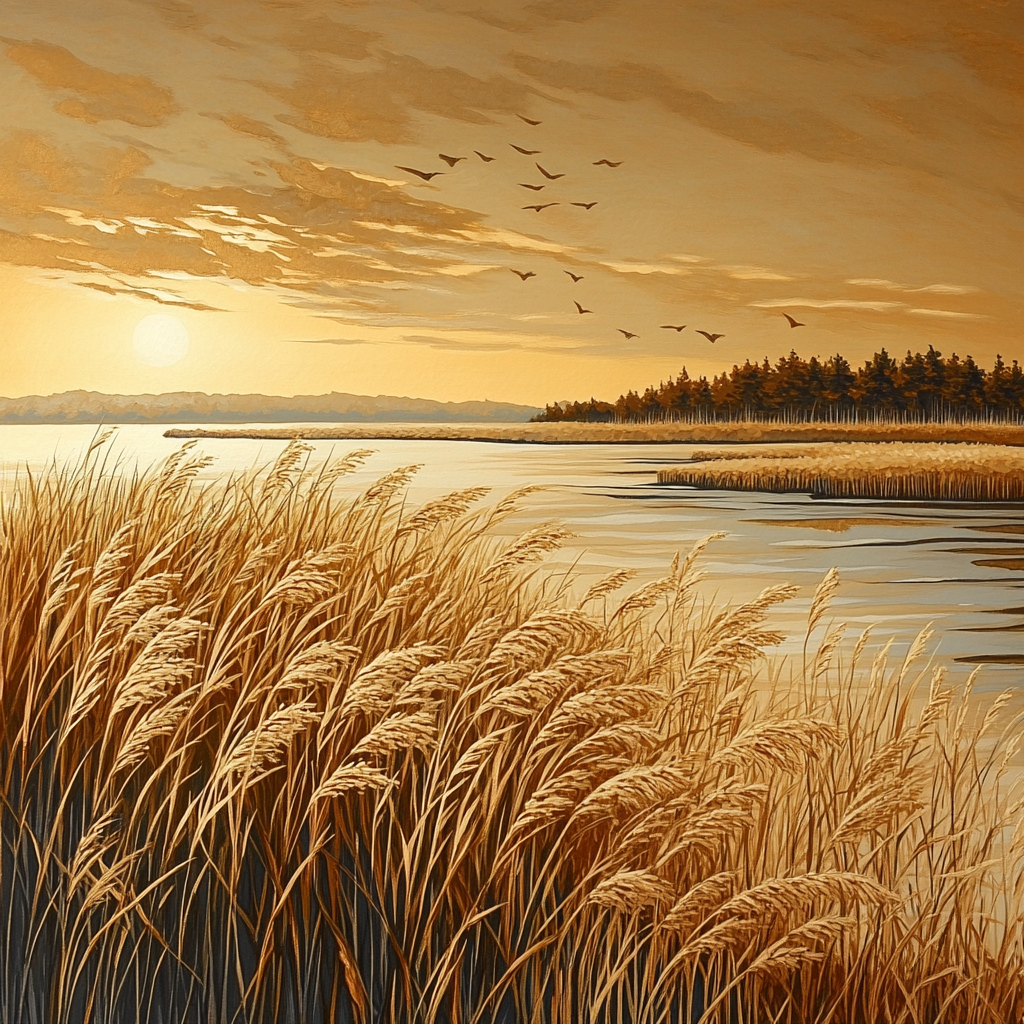 Hiroshige Inspired Autumn Reed Panorama Paint by numbers kits