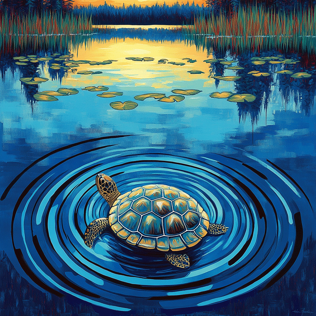 Norval Morrisseau Inspired Sacred Turtle Of Lake Mirrors Paint by numbers art