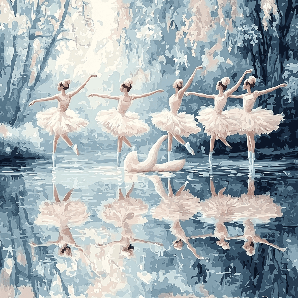Edgar Degas Inspired Elegant Swan Lake Ballet Number Painting