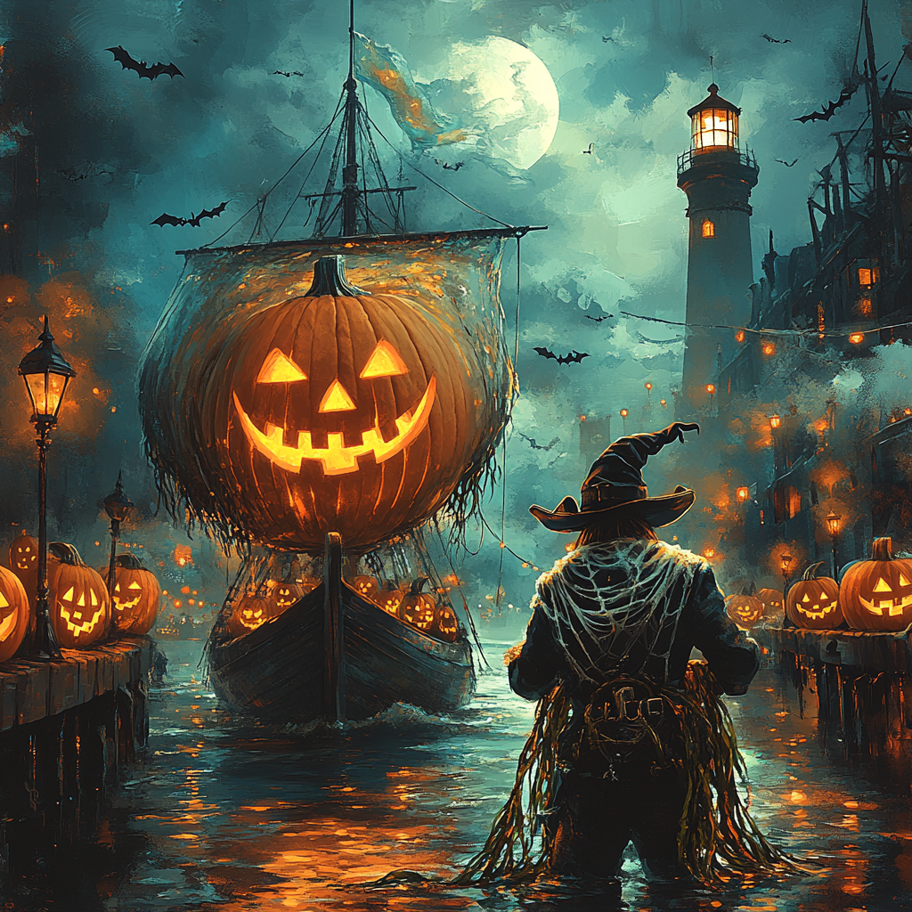 Lantern Ship Of The Pumpkin Harbor DIY paint by numbers