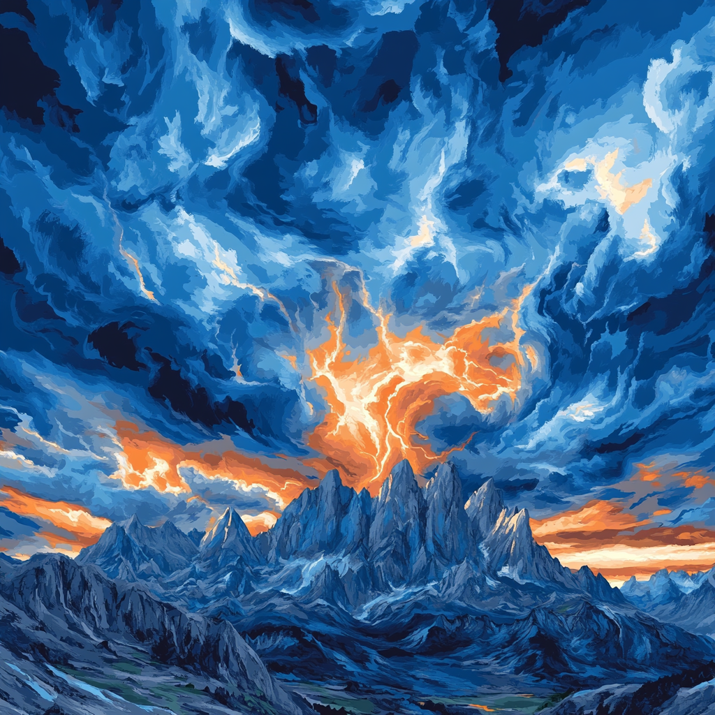 Frederick Varley Inspired Storm-Charged Skies Above Jagged Mountain Peaks DIY paint by numbers