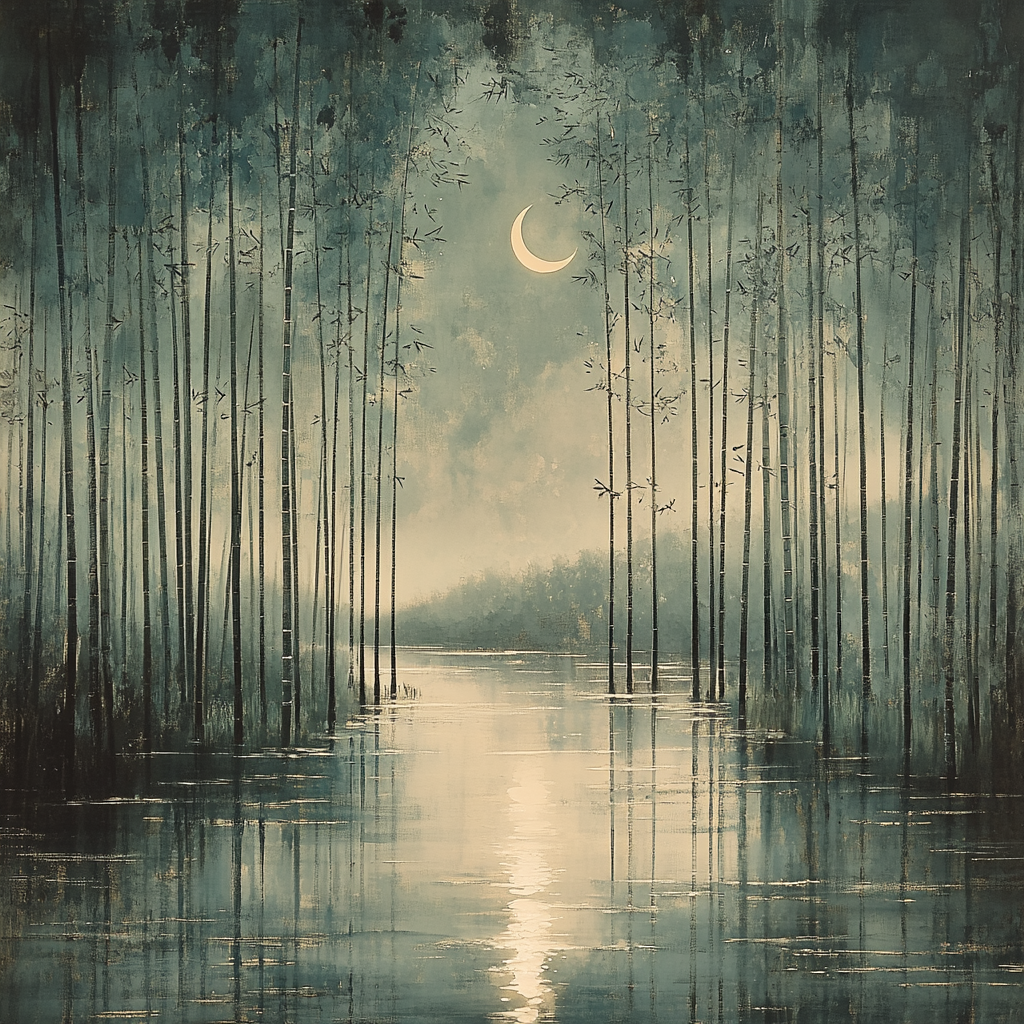 Zhao Mengfu Inspired Moonlit Bamboo Harmony painting number kit