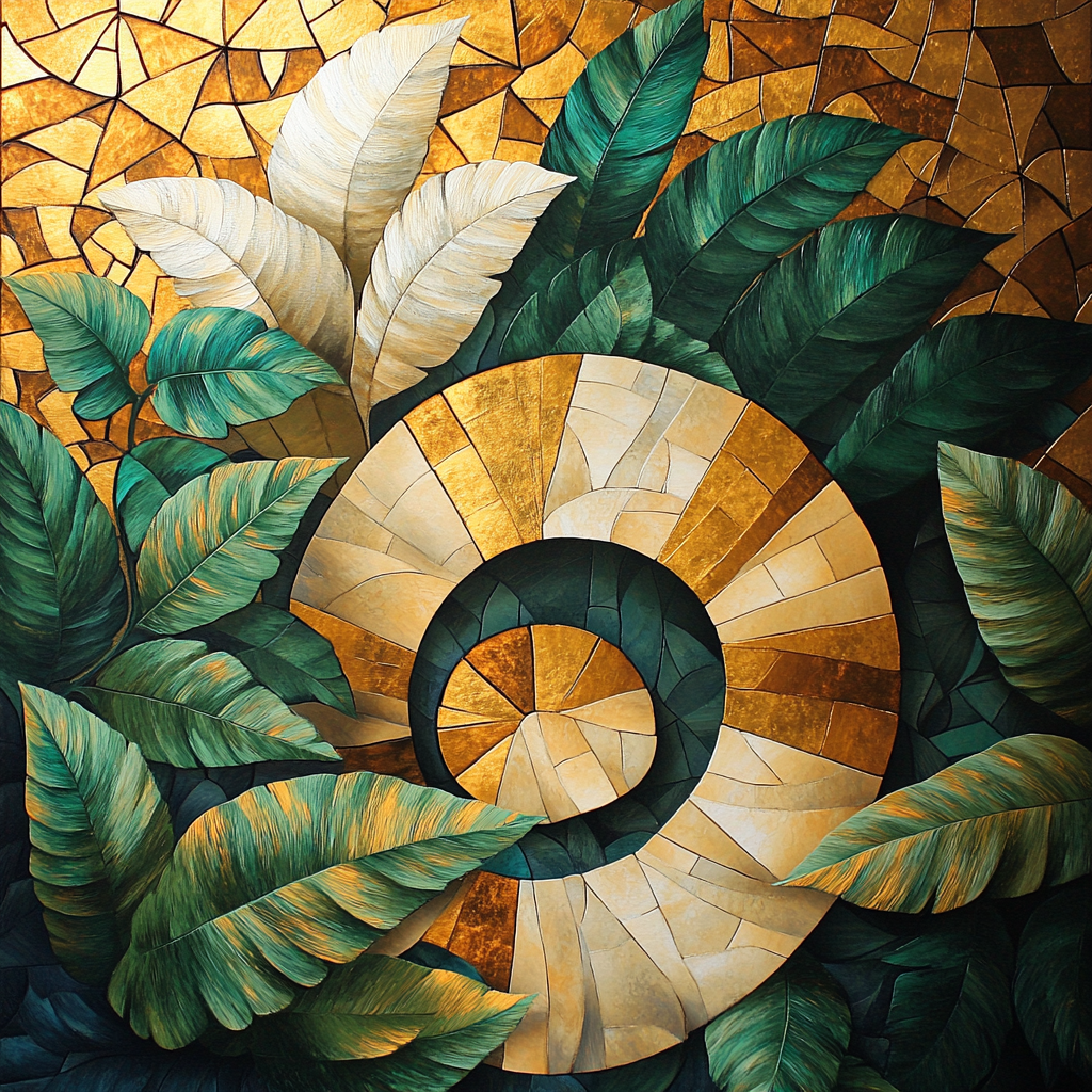 Gustav Klimt Inspired Golden Spiral Foliage paint by numbers