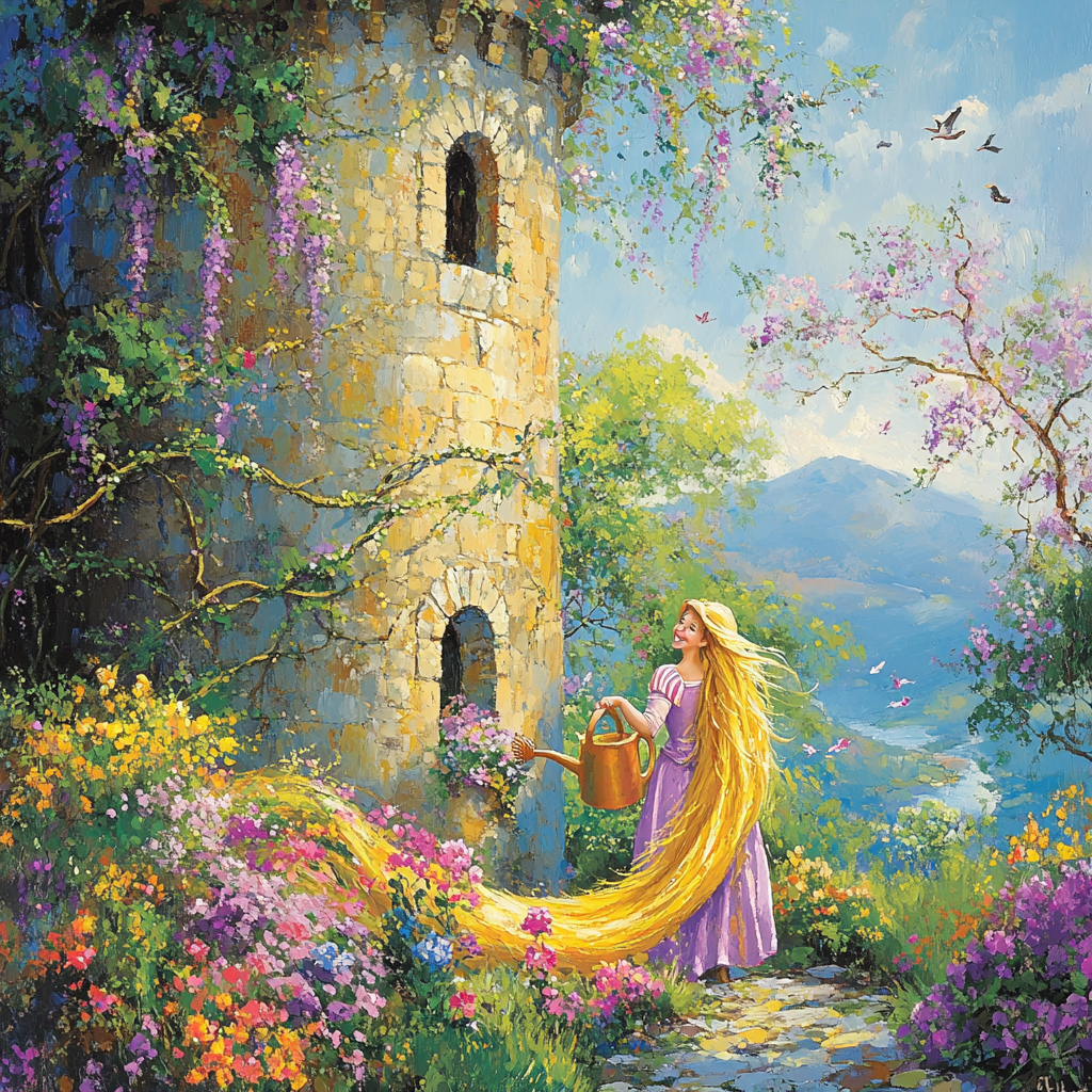 Rapunzels Sunny Tower Garden paint by number