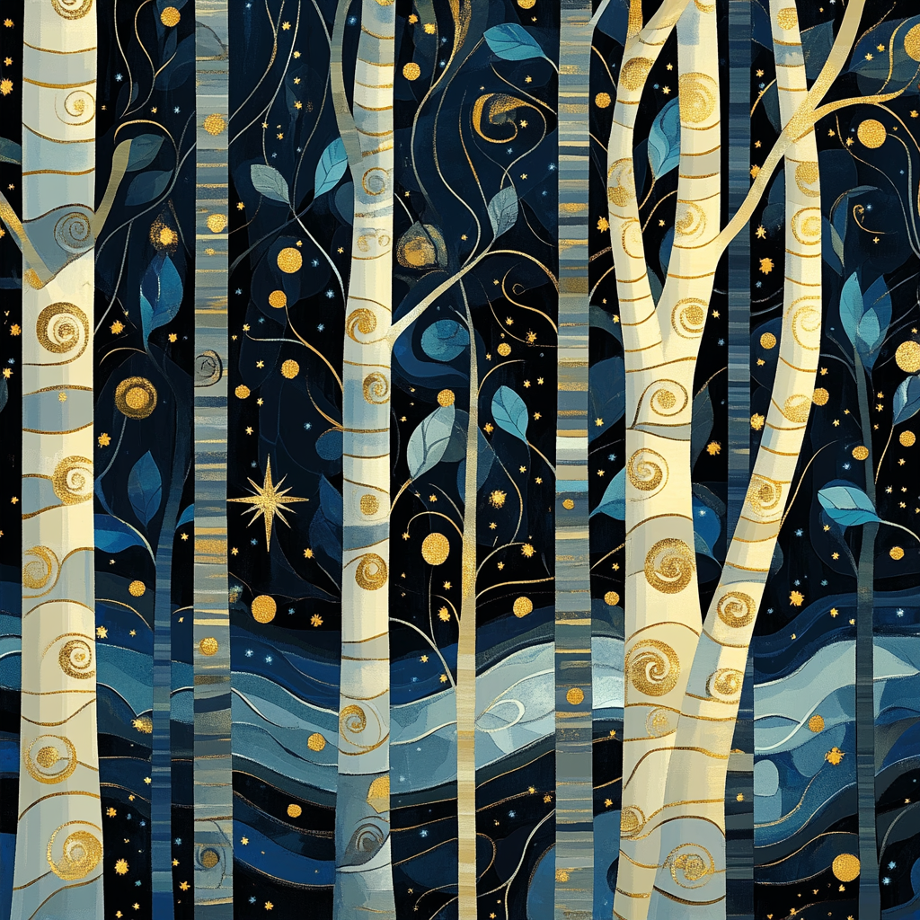 Gustav Klimt Inspired Ornamental Night Forest Paint by numbers kits