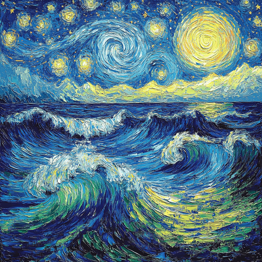Van Gogh Inspired Starry Ocean Night paint by numbers