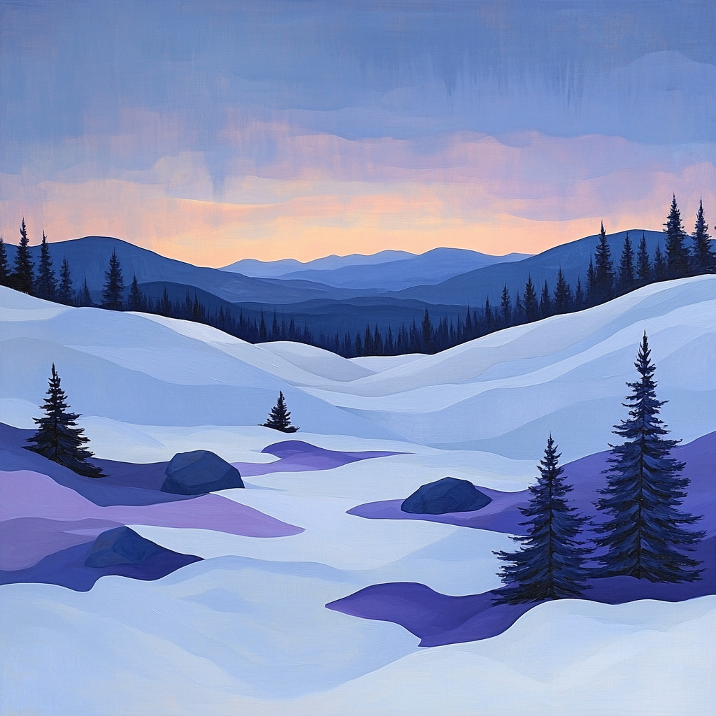Franklin Carmichael Inspired Winter Twilight Over Snowy Ridges Paint by numbers art