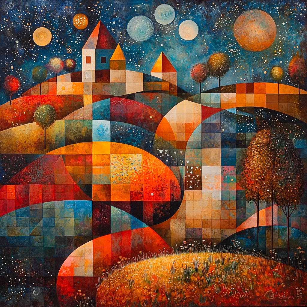 Paul Klee Inspired Whispering Cosmic Threads Numbered Painting Kits