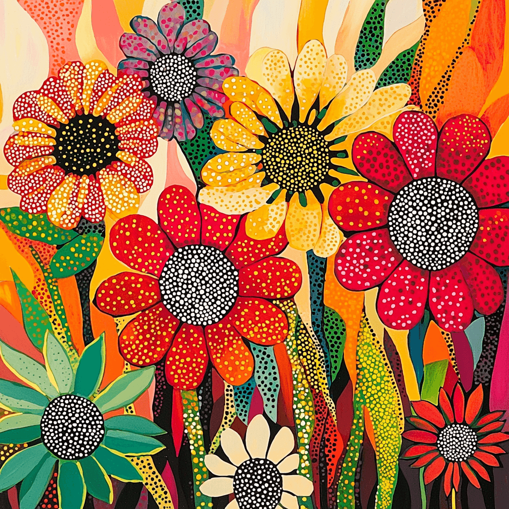 Yayoi Kusama Inspired Blooming Floral Fantasy Paint By Numbers Kits