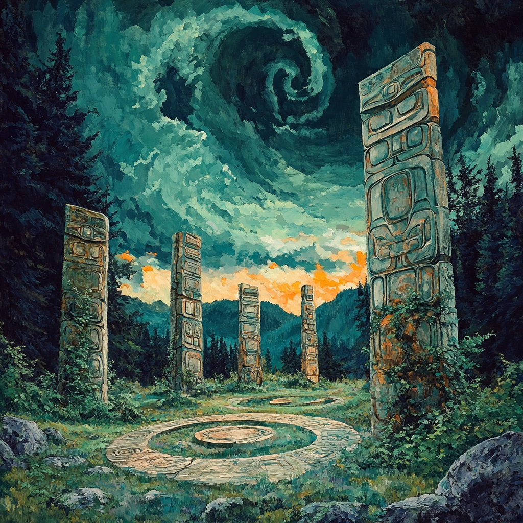 Emily Carr Inspired Totem Grove Reverie paint by numbers