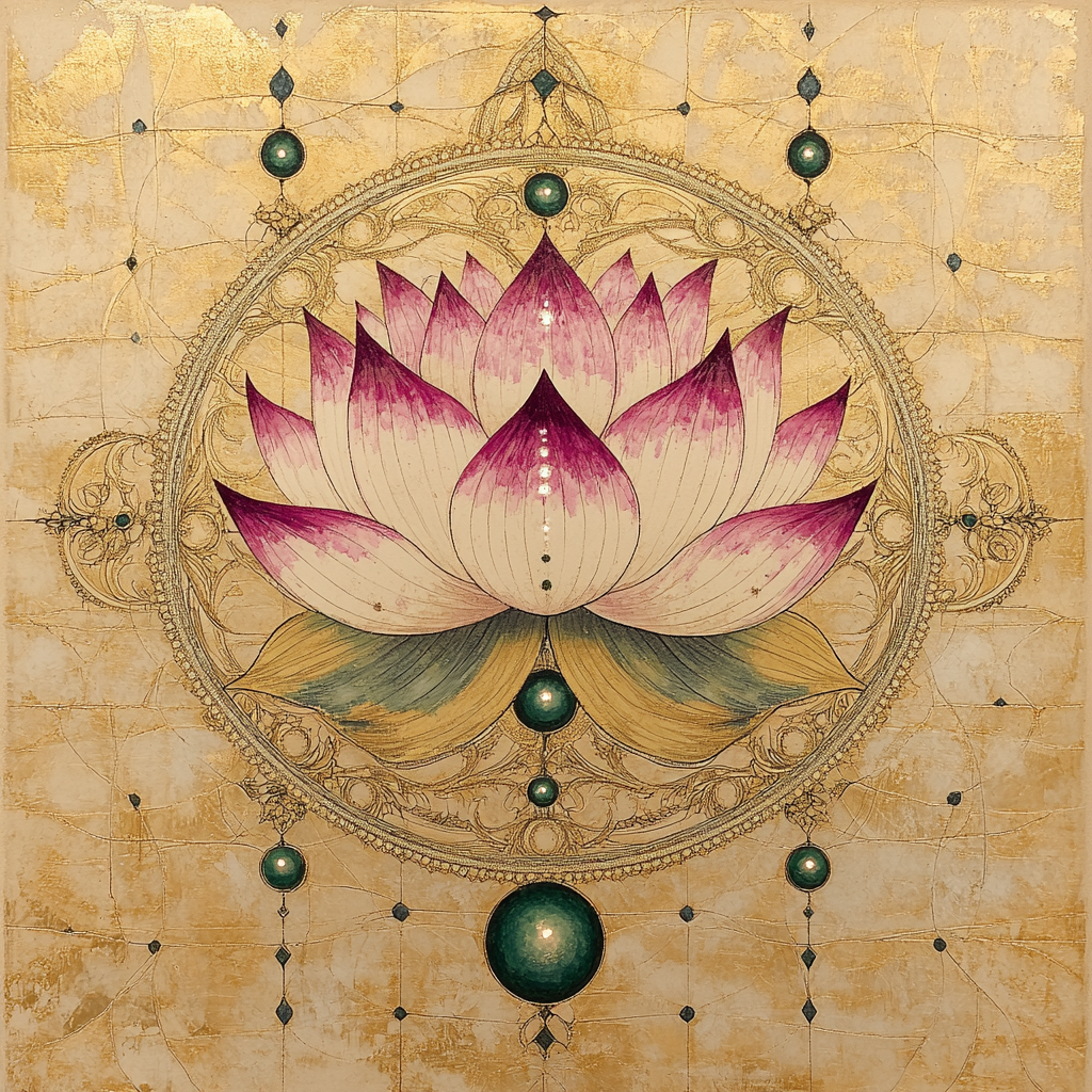 Alphonse Mucha Inspired Luminous Lotus Diagram Paint by numbers art