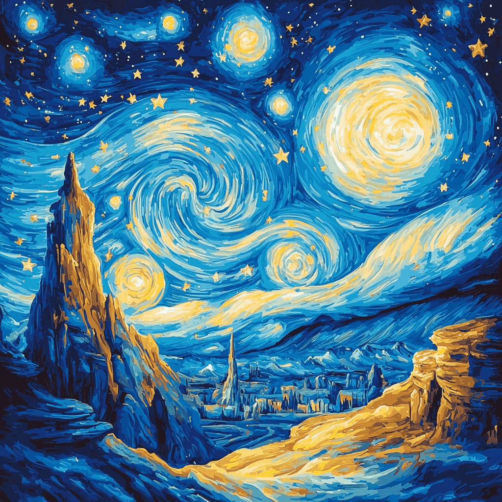 Vincent Van Gogh Inspired Van Gogh's Cosmic Cyclone Paint By Numbers