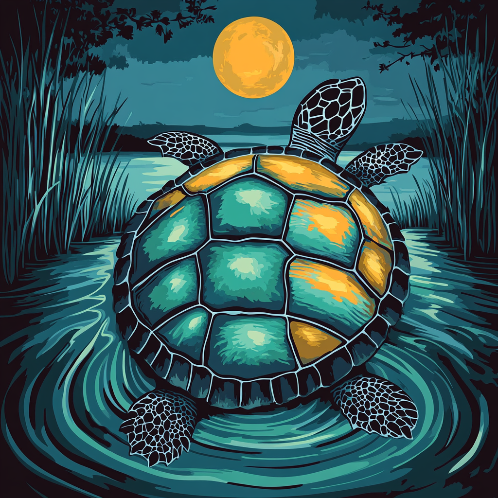 Norval Morrisseau Inspired Turtle Of River Moon Number painting