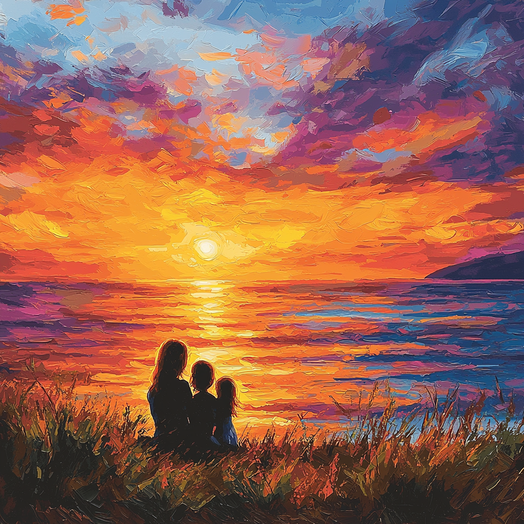 Mommy And Me At Sunset DIY Paint By Numbers