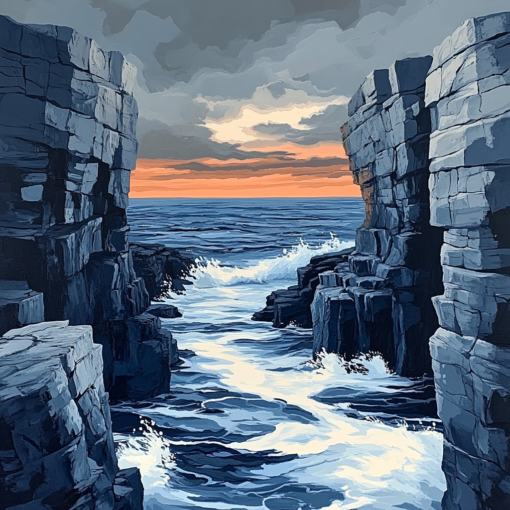 Arthur Lismer Inspired Storm Over Rocky Channels Paint by numbers art