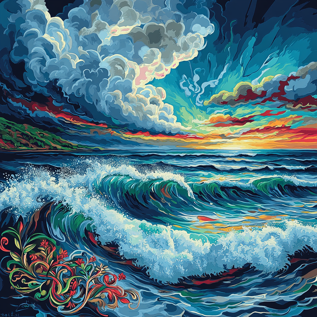 Frida Kahlo Inspired Ocean Melancholy paint by color