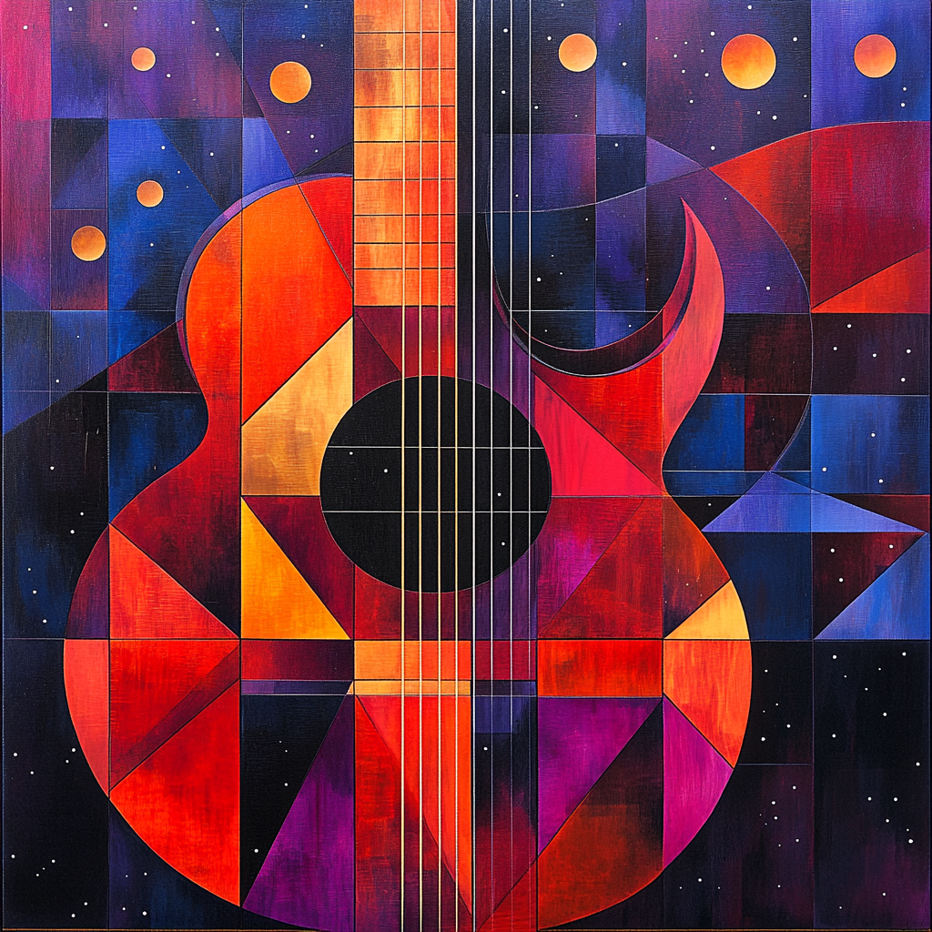 Pablo Picasso Inspired Astral Guitar Abstraction DIY paint by numbers
