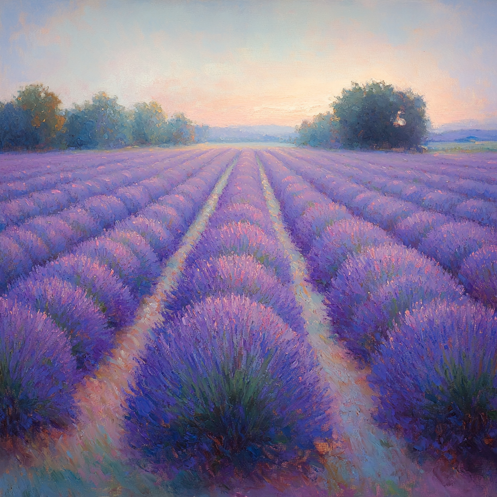 Monet Inspired Lavender Fields At Dusk Painting by numbers kit