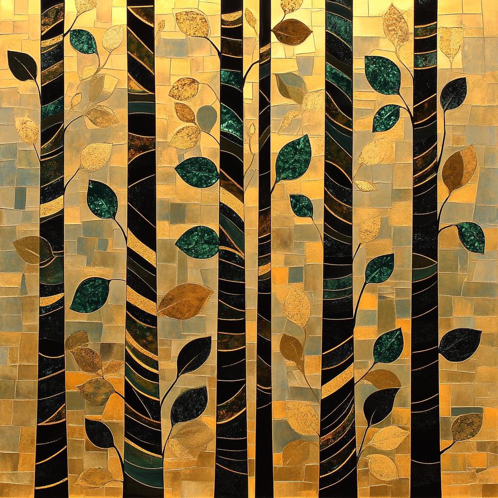 Gustav Klimt Inspired Golden Forest Pattern Numbered painting kits