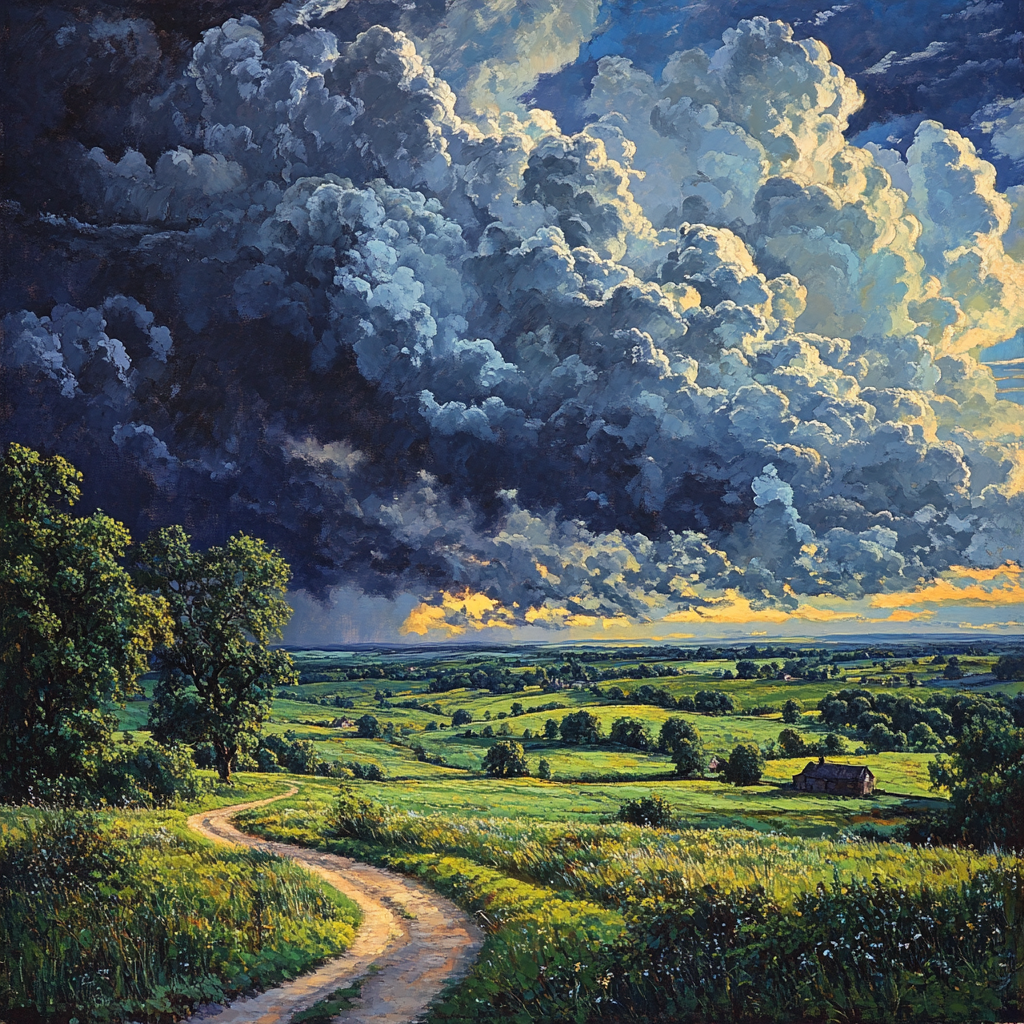 John Constable Inspired Countryside Storm Clouds paint by number