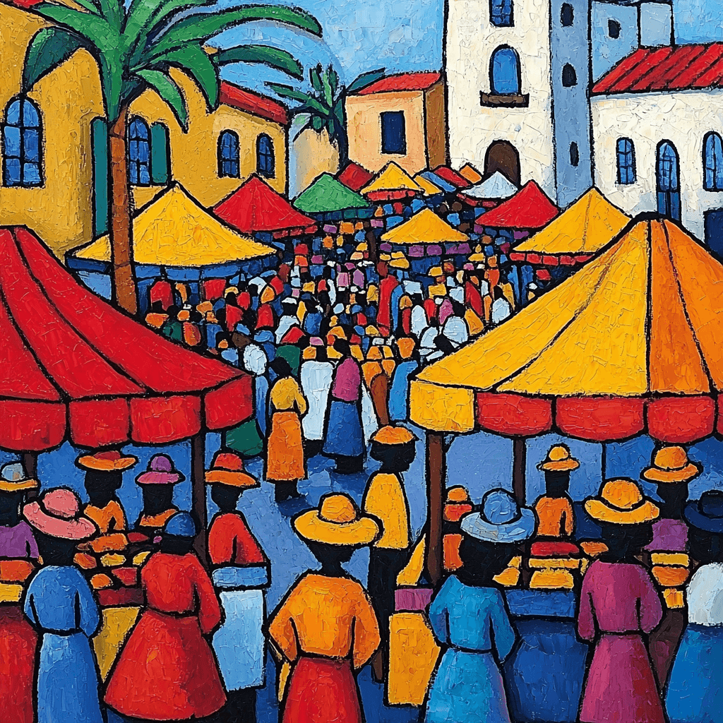 Jean Metzinger Inspired Vibrant Market Day Numbered Painting Kits