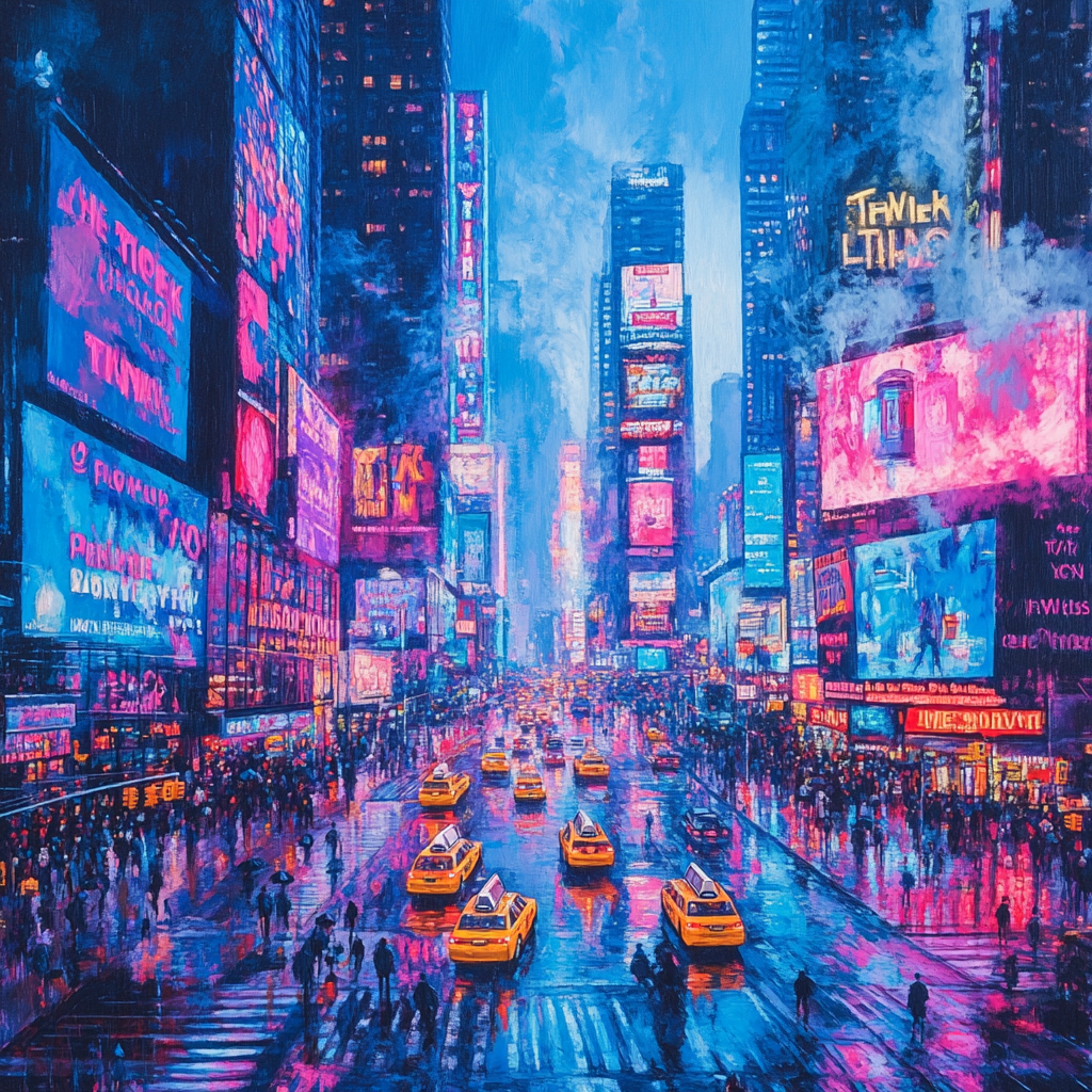 Times Square Night Pulse New York United States paint by numbers