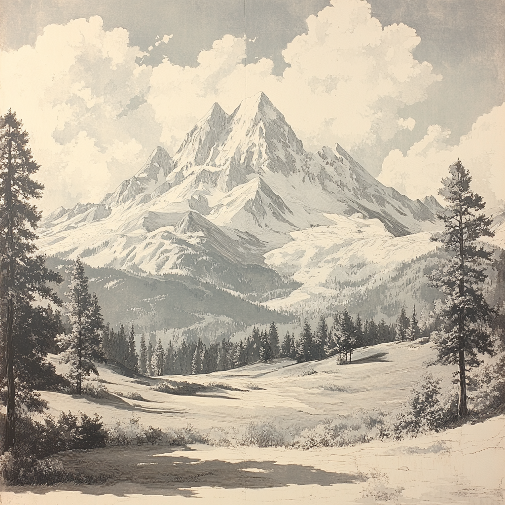 Albrecht Durer Inspired Mountain Etching paint by numbers