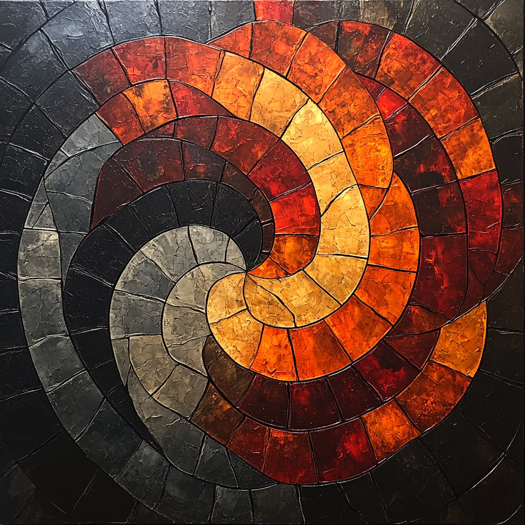 Jean-Paul Riopelle Inspired Volcanic Tessellation At Dusk paint by numbers