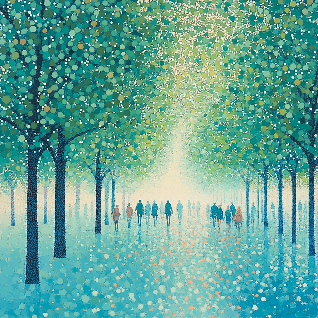 Seurat Inspired Garden Promenade paint by number