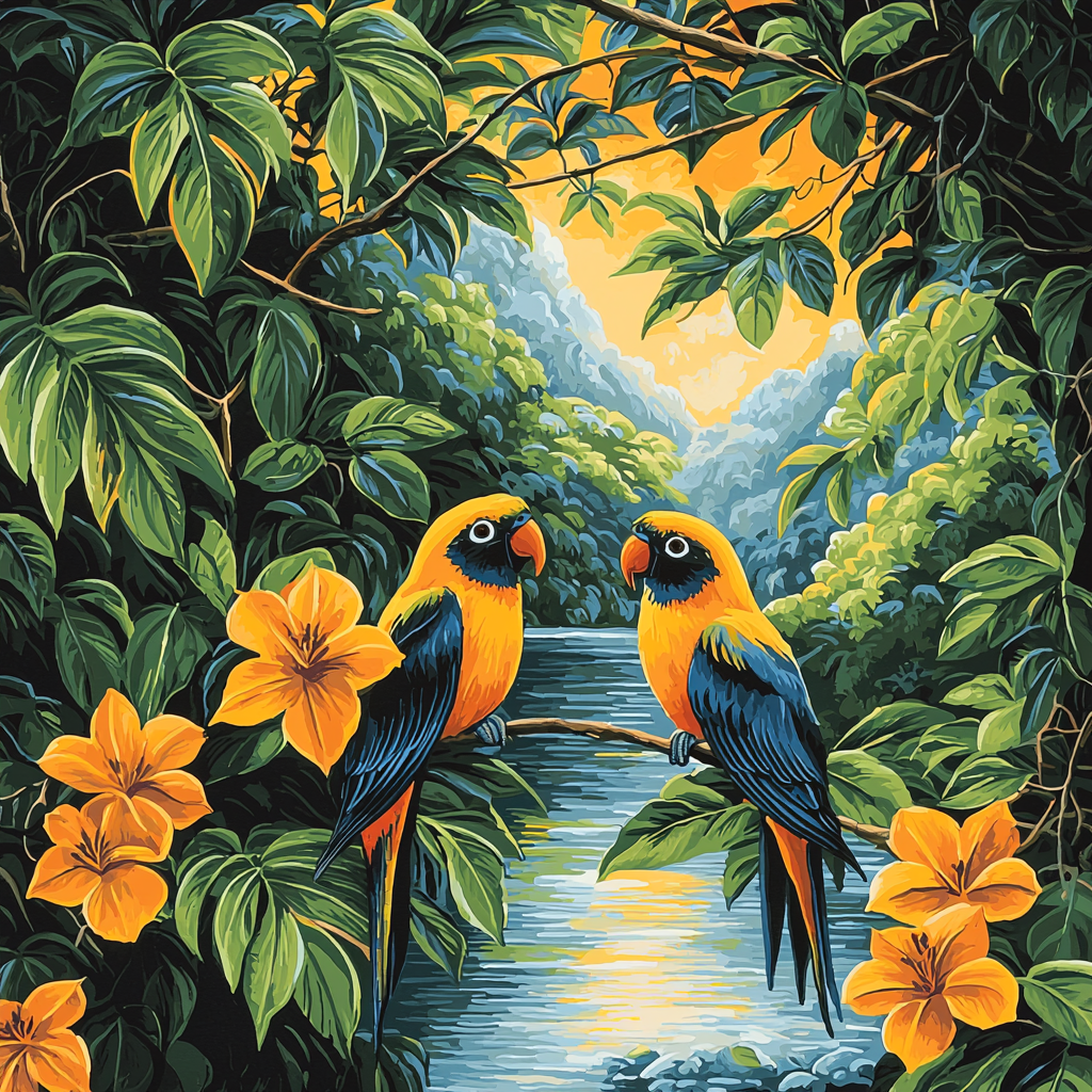 Henri Rousseau Inspired Tropical Elegance Painting Number Kit