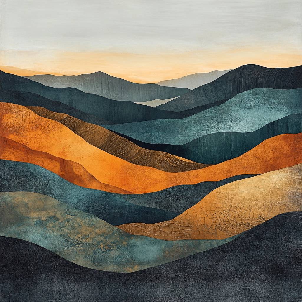 Max Ernst Inspired Ochre Tectonics paint by color